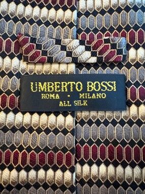 Vintage Umberto Bossi Silk Geometric Necktie - Roma Milano